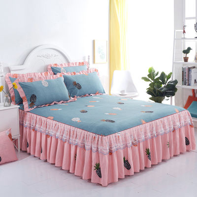 Couverture de lit en dentelle double avec jupe de lit selon les normes nationales