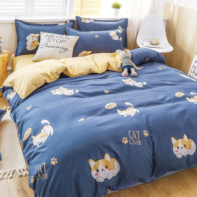Fournitures 100% de tissu polyester couverture de lit de luxe couette ensemble avec 2Pcs coussin