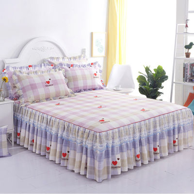 Tissu de lit en dentelle double multifonctionnel avec jupe et coussin pour oreiller 100% polyester