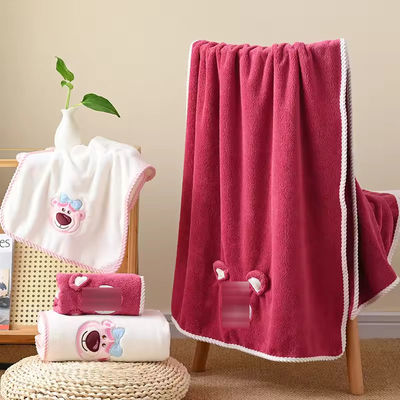 Polyester / coton 2PCS épaissie ensemble de serviette de bain pour la plage ensemble de serviette cadeaux de mariage