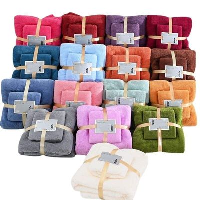 Ensemble de serviettes de bain en microfibre tricotée en laine de corail