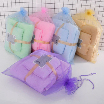Ensemble de serviettes de bain en laine de corail épaisse et absorbante avec dessins d'impression personnalisés
