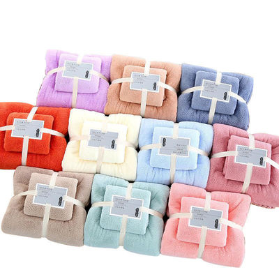 Laine de corail rafraîchissement serviette turque ensemble 5 étoiles coloré Zero Twist cadeau ensemble serviette de bain