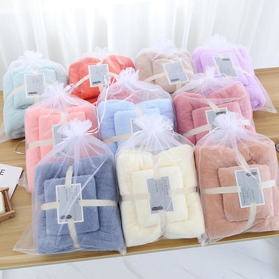 Laine de corail rafraîchissement serviette turque ensemble 5 étoiles coloré Zero Twist cadeau ensemble serviette de bain