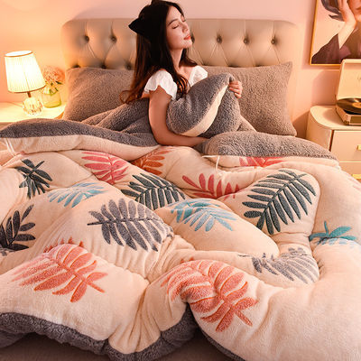 Ensemble de literie personnalisé avec couette en laine d'agneau épaissie et logo personnalisé