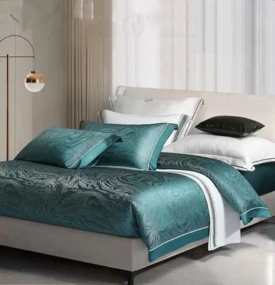 L'écran rotatif imprimé de luxe 19mm coton en soie Jacquard 4Pcs Couverture de lit