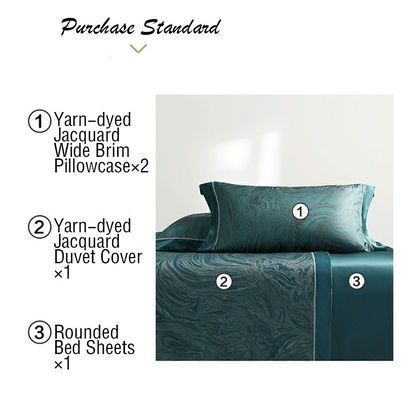 L'écran rotatif imprimé de luxe 19mm coton en soie Jacquard 4Pcs Couverture de lit