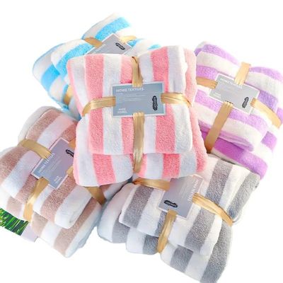 Ensemble de serviettes de bain à base de cation en microfibre de corail douce et absorbante pour tous les âges