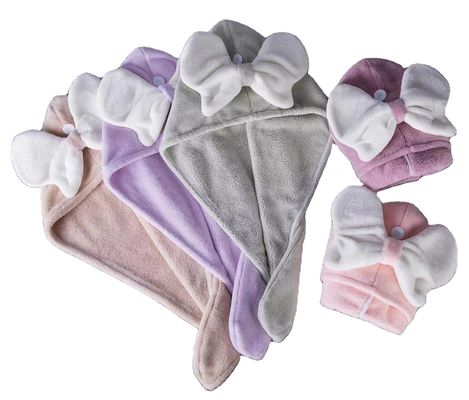 Superfine Fibre Cute Bow Cap à cheveux secs pour tous les âges