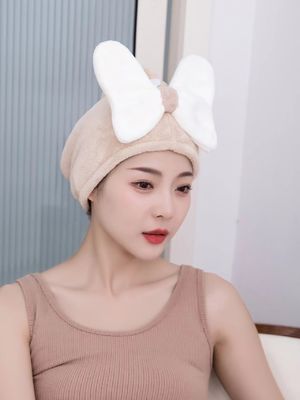 Superfine Fibre Cute Bow Cap à cheveux secs pour tous les âges