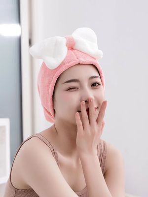 Superfine Fibre Cute Bow Cap à cheveux secs pour tous les âges