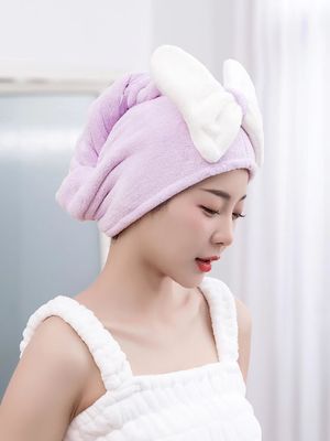Superfine Fibre Cute Bow Cap à cheveux secs pour tous les âges