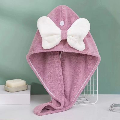 Superfine Fibre Cute Bow Cap à cheveux secs pour tous les âges