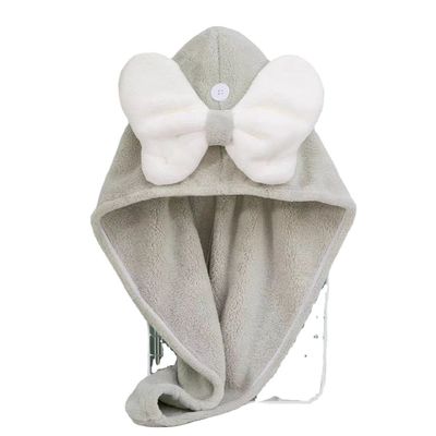 Superfine Fibre Cute Bow Cap à cheveux secs pour tous les âges