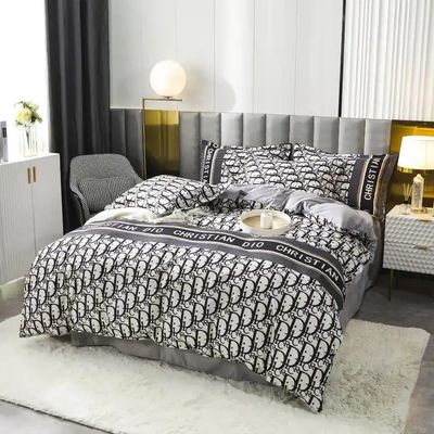 100% de fibre de polyester cadeau de Noël de luxe 4 pièces couette couverture lit ensemble pour adulte