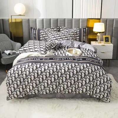100% de fibre de polyester cadeau de Noël de luxe 4 pièces couette couverture lit ensemble pour adulte