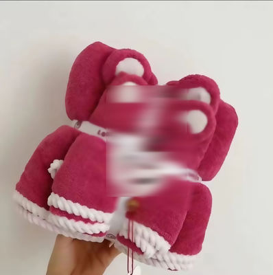 Super forte absorption de l'eau maison bébé ensemble de serviette de bain ensemble de velours de corail avec motif de dessin animé