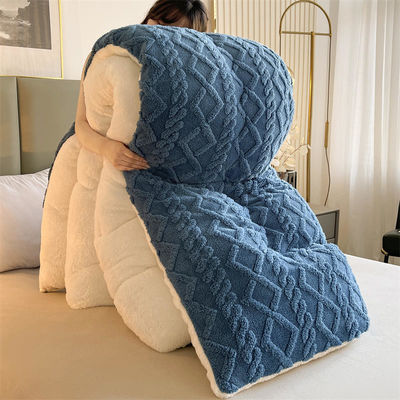 Couleur pure Super doux Jacquard Plaid épaisse laine d'hiver velours couette pour lit King Size