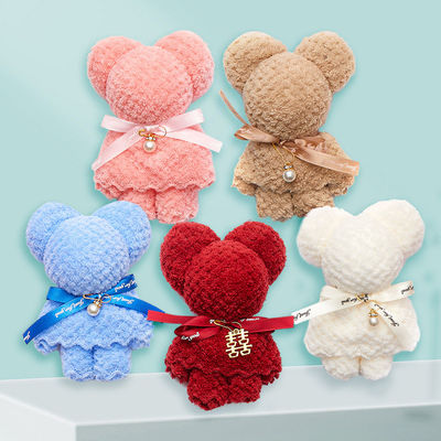Meilleur cadeau de marque privée Douche d'ours mignonne Microfibre Ensemble de cadeaux doux serviettes pour le visage 35*75cm