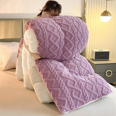Couleur pure Super doux Jacquard Plaid épaisse laine d'hiver velours couette pour lit King Size
