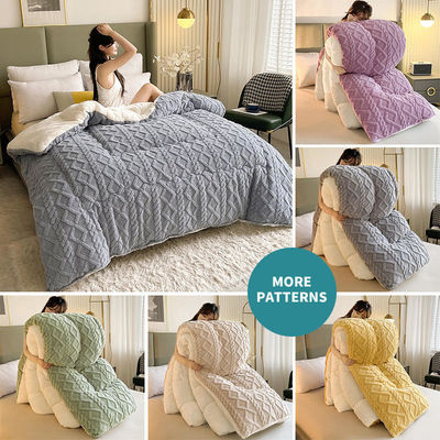 Couleur pure Super doux Jacquard Plaid épaisse laine d'hiver velours couette pour lit King Size