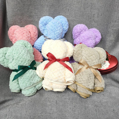 Meilleur cadeau de marque privée Douche d'ours mignonne Microfibre Ensemble de cadeaux doux serviettes pour le visage 35*75cm