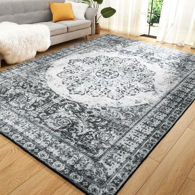 Tapis de chambre à coucher en impression florale de style bohème avec fonction de non-décharge et soin facile
