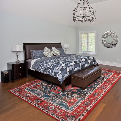 Tapis de chambre à coucher en impression florale de style bohème avec fonction de non-décharge et soin facile