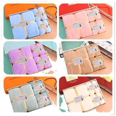 Ensemble cadeau de serviettes de bain 3 pièces pour adultes serviette en velours de corail avec boîte et serviettes en microfibre