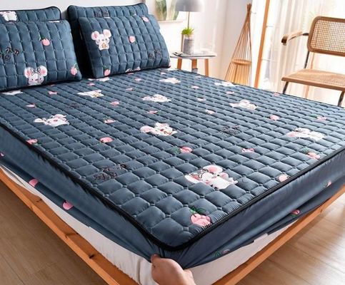Home Armatures en couette sur mesure Protégeurs de matelas brossés imprimés pour protecteur de lit