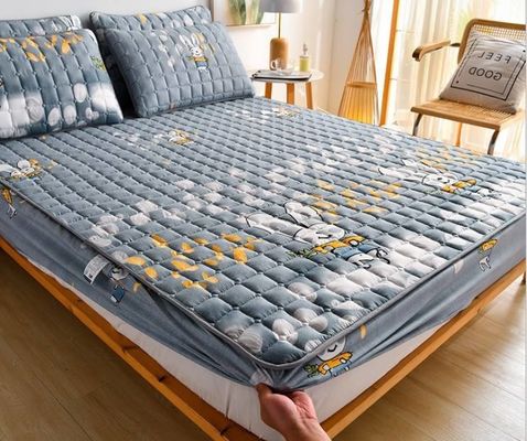 Home Armatures en couette sur mesure Protégeurs de matelas brossés imprimés pour protecteur de lit