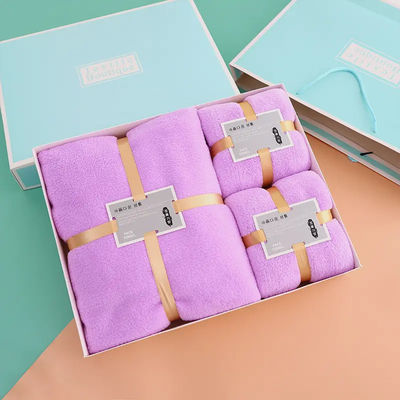 Ensemble de serviettes de bain en fibre rectangulaire superfine pour lavage et bain du visage en velours de corail épaissis