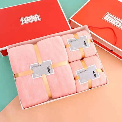 Ensemble de serviettes de bain en fibre rectangulaire superfine pour lavage et bain du visage en velours de corail épaissis