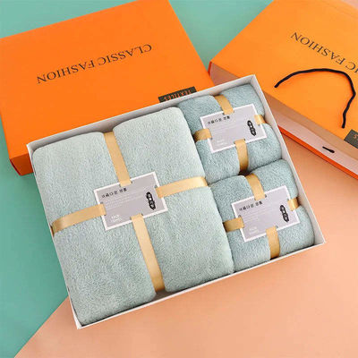 Ensemble de serviettes de bain en fibre rectangulaire superfine pour lavage et bain du visage en velours de corail épaissis