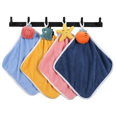 25*25cm Tissu à main en velours de corail multicolore pour serviette de cuisine suspendue à l'absorption douce