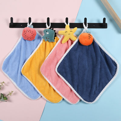 25*25cm Tissu à main en velours de corail multicolore pour serviette de cuisine suspendue à l'absorption douce