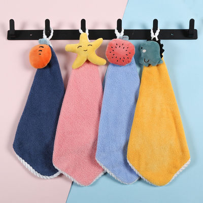 25*25cm Tissu à main en velours de corail multicolore pour serviette de cuisine suspendue à l'absorption douce
