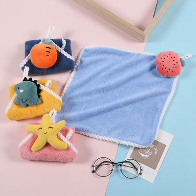 25*25cm Tissu à main en velours de corail multicolore pour serviette de cuisine suspendue à l'absorption douce