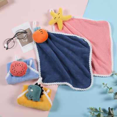 25*25cm Tissu à main en velours de corail multicolore pour serviette de cuisine suspendue à l'absorption douce
