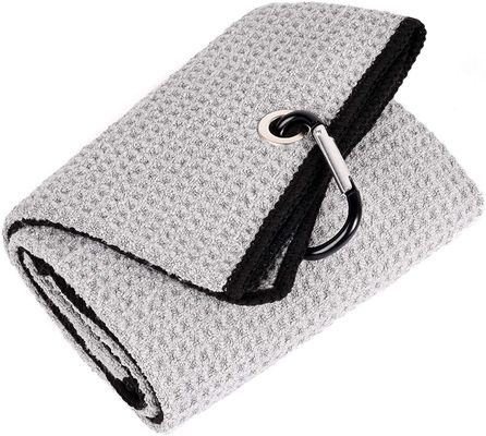 Logo imprimé sur mesure serviette de golf en microfibre avec conception de gaufre et crochet 30*50cm/40*60cm