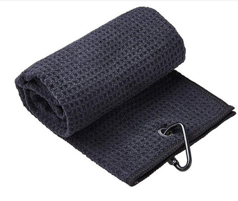 Logo imprimé sur mesure serviette de golf en microfibre avec conception de gaufre et crochet 30*50cm/40*60cm