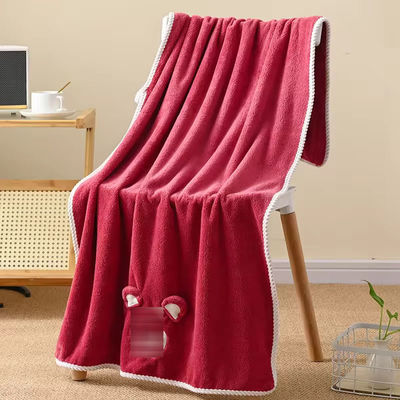 3D Ours à la fraise serviette de bain serviette de bain de corail laine adsorbante douce serviette de bain pour enfants