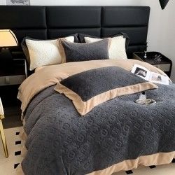 Logo personnalisé Bordure de Noël personnalisée Montre de lit en coton lavé en soie à quatre pièces