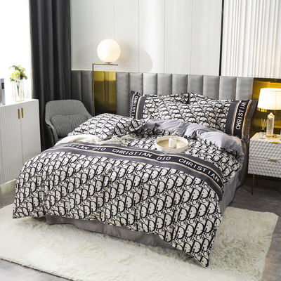 Cadeau de Noël de luxe super doux 100% polyester 4 pièces lit ensemble motif géométrique