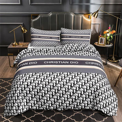 Cadeau de Noël de luxe super doux 100% polyester 4 pièces lit ensemble motif géométrique