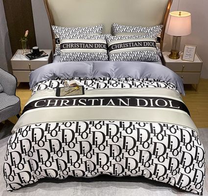 Cadeau de Noël de luxe super doux 100% polyester 4 pièces lit ensemble motif géométrique