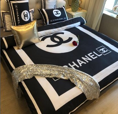 Cadeau de Noël de luxe super doux 100% polyester 4 pièces lit ensemble motif géométrique