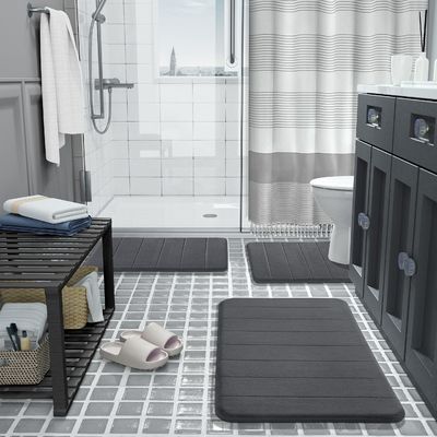Commodes et durables tapis de salle de bain en mousse de mémoire rectangulaire