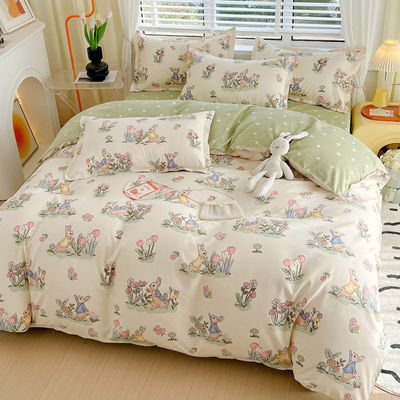 200TC coton lavé de luxe polyester imprimé couverture couette lit drap lit ensemble pour le roi