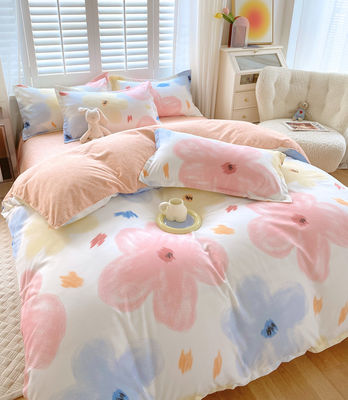 200TC coton lavé de luxe polyester imprimé couverture couette lit drap lit ensemble pour le roi